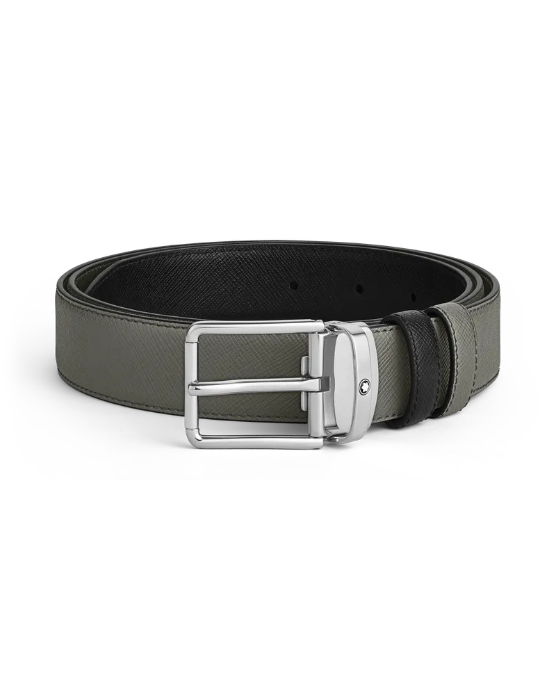 Montblanc Wenderiemen aus Leder in Mittelgrau/Schwarz, 30 mm - Mittelgrau I Schwarz - MB220026 - Gürtel Mittelgrau