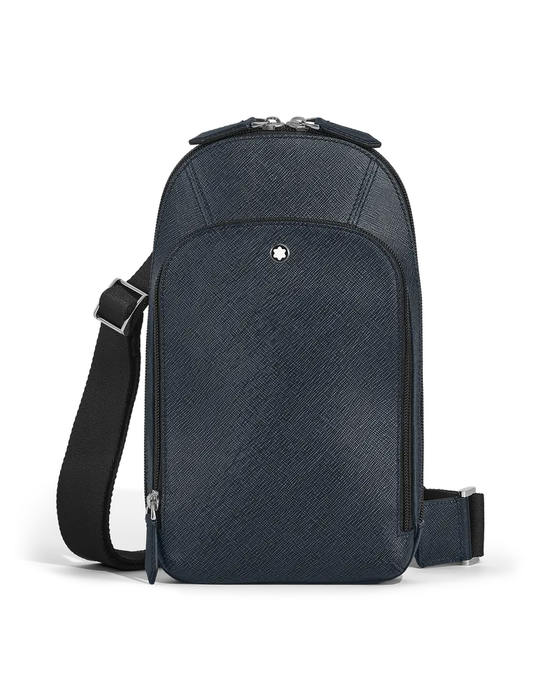 Montblanc Mittelgroße Umhängetasche aus Sartorial Leder - Tweed-Blau - Leder - MB220356 - Sling Bags Tweed-blau