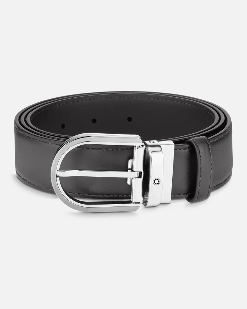 Montblanc Gürtel Aus Leder In Grau Mit Hufeisenförmiger Schließe, 35 Mm - Gürtel - Grau Grau