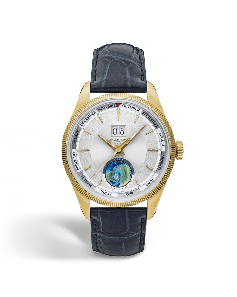 Montblanc Montblanc 1858 Annual Calendar Geosphere Limited Edition – 30 Exemplare - Limettengoldfarben / Blau - MB134027 - Uhr Limettengoldfarben