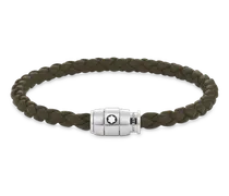 Armband mit 3 Ringen aus Soft Leder - Khaki - Edelstahl - MB136004 - Armbänder