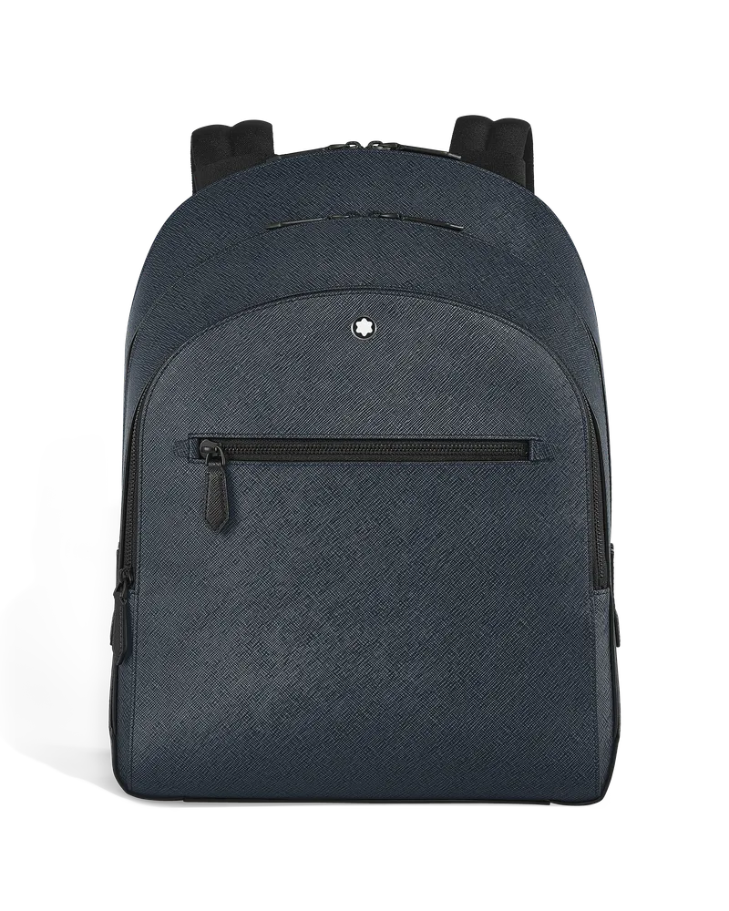 Montblanc Mittelgroßer Rucksack mit 3 Fächern aus Sartorial Leder - Tweed-Blau - Leder - MB222115 - Rucksäcke Tweed-blau