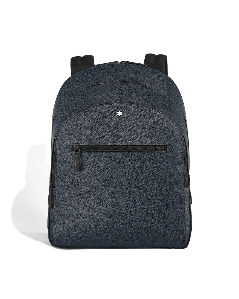 Montblanc Mittelgroßer Rucksack mit 3 Fächern aus Sartorial Leder - Tweed-Blau - Leder - MB222115 - Rucksäcke Tweed-blau