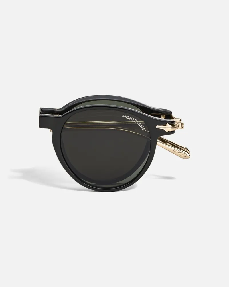Montblanc Ovale Faltbare Sonnenbrille Mit Schwarzer Eingespritzter Fassung - Sonnenbrillen - Schwarz Schwarz
