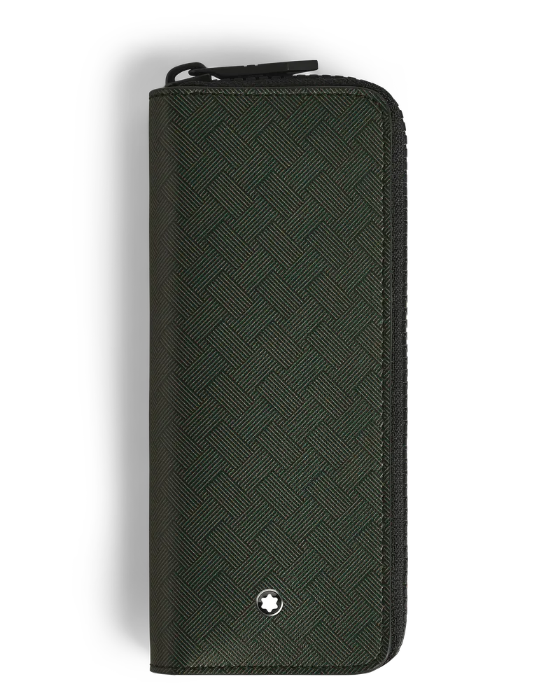 Montblanc Etui für 2 Schreibgeräte mit Reißverschluss - Grün - Leder - MB220250 - Schreibgeräteetuis Grün