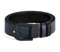 Wendbarer Gürtel mit hufeisenförmiger Schließe mm aus Grain-Leder - Mitternachtsblau - Leder - MB222413 - Gürtel
