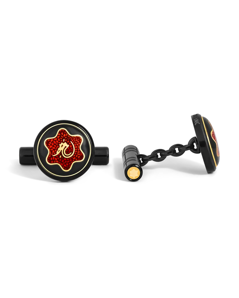 Montblanc Manschettenknöpfe Great Characters Homage to Bruce Lee - Schwarz - Edelstahl - MB135971 - Cufflinks Schwarz