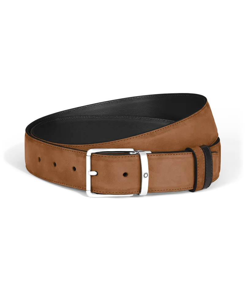 Montblanc Wendbarer Everyday Gürtel mm aus Wildleder - Karamellfarben/Schwarz - MB222179 - Gürtel Karamellfarben