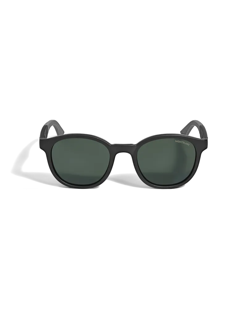 Montblanc Runde Sonnenbrille mit schwarzer eingespritzter Fassung - Schwarz - Eingespritzt - MB134858 - Sonnenbrillen Schwarz