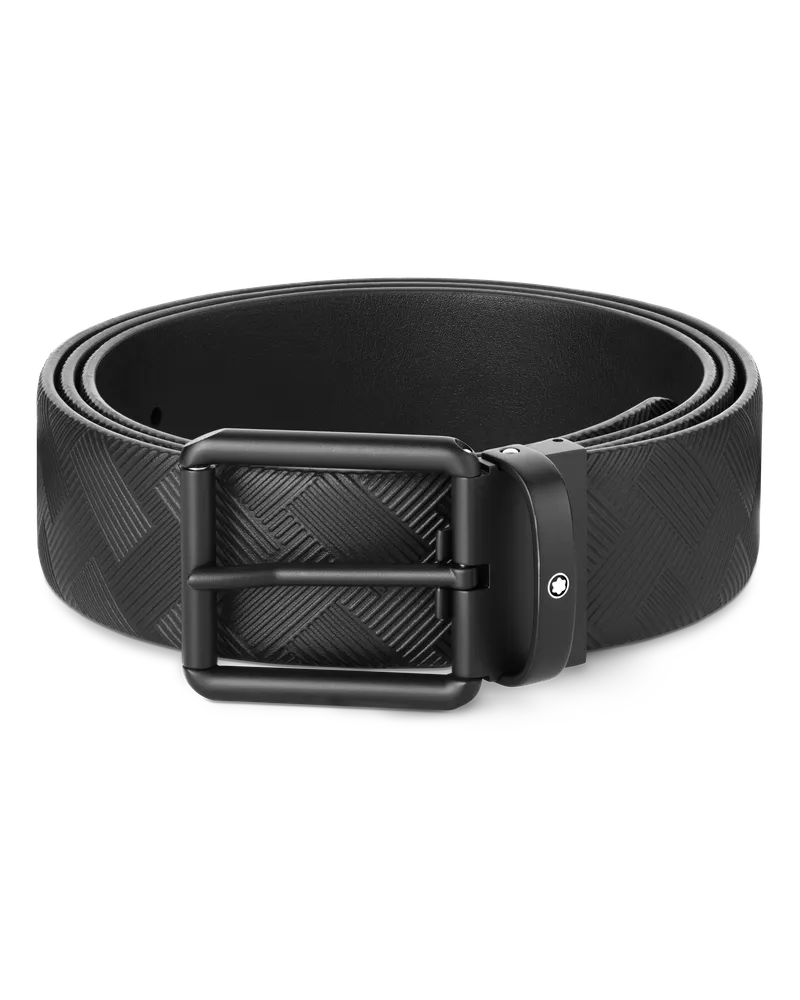 Montblanc Wendegürtel aus geprägtem Leder in Schwarz und glattem Leder in Schwarz, 35 mm - Schwarz - Leder - MB131183 - Gürtel Schwarz