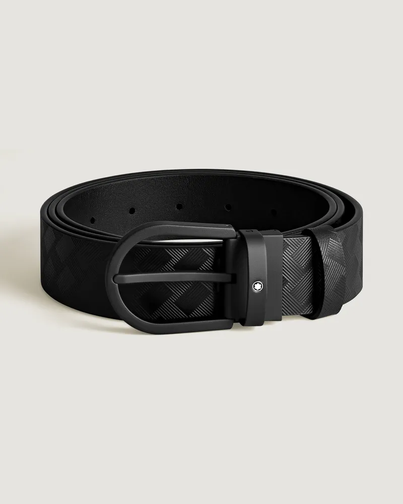 Montblanc Gürtel aus Leder in Schwarz mit hufeisenförmiger Schließe, 35 mm - Schwarz - MB199086 - Gürtel Schwarz
