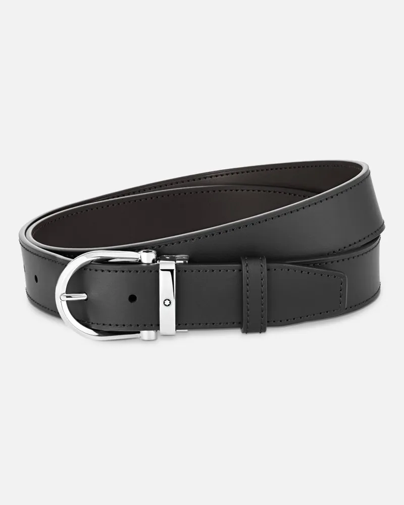 Montblanc Gürtel Aus Wendbarem Leder In Schwarz/braun Mit Hufeisenförmiger Schließe, 35 Mm - Gürtel - Schwarz / Braun Schwarz