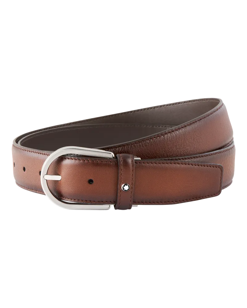 Montblanc Gürtel aus Leder in Braun mit hufeisenförmiger Schließe, 35 mm - Braun - Leder - MB118413 - Gürtel Braun