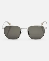 Montblanc Eckige Sonnenbrille Mit Silberfarbener Metallfassung Silber