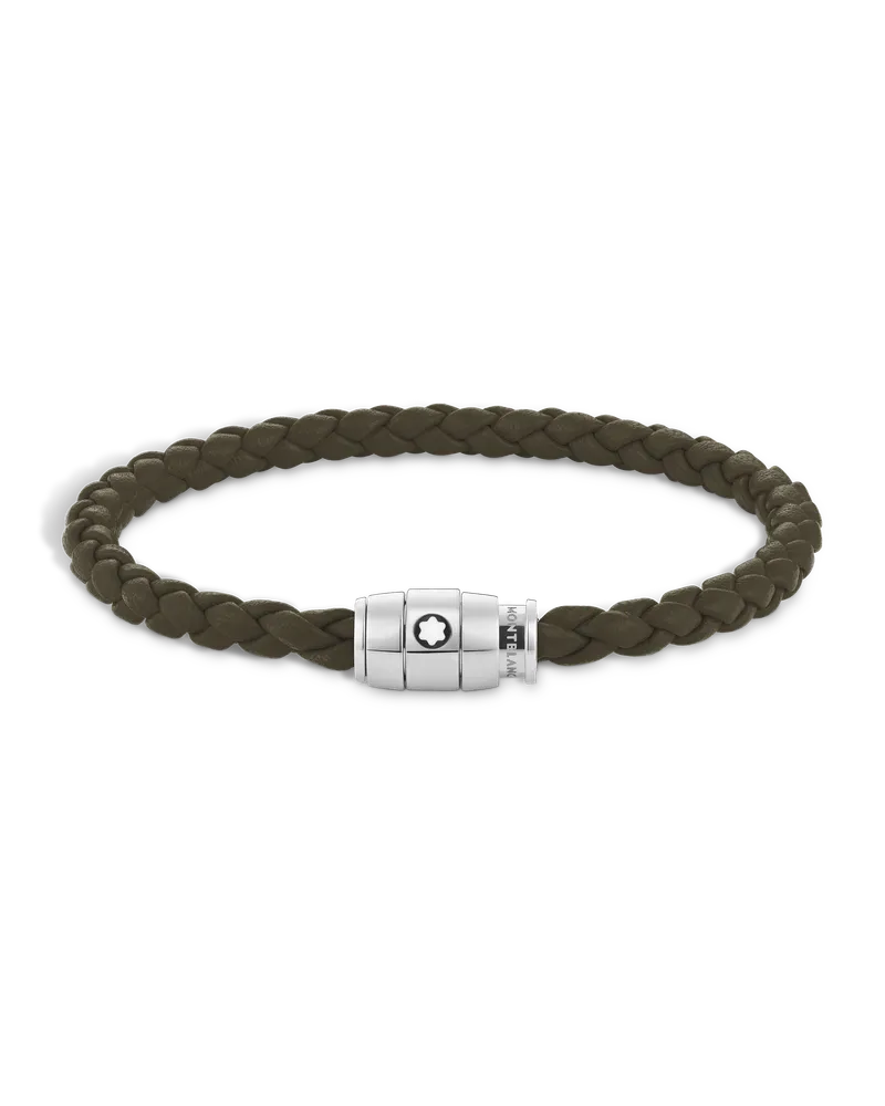 Montblanc Armband mit 3 Ringen aus Soft Leder - Khaki - Edelstahl - MB136005 - Armbänder Khaki