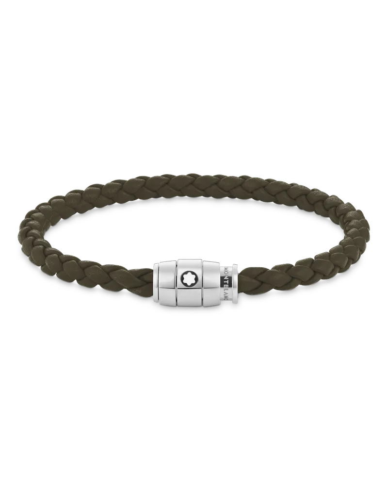 Montblanc Armband mit 3 Ringen aus Soft Leder - Khaki - Edelstahl - MB136005 - Armbänder Khaki