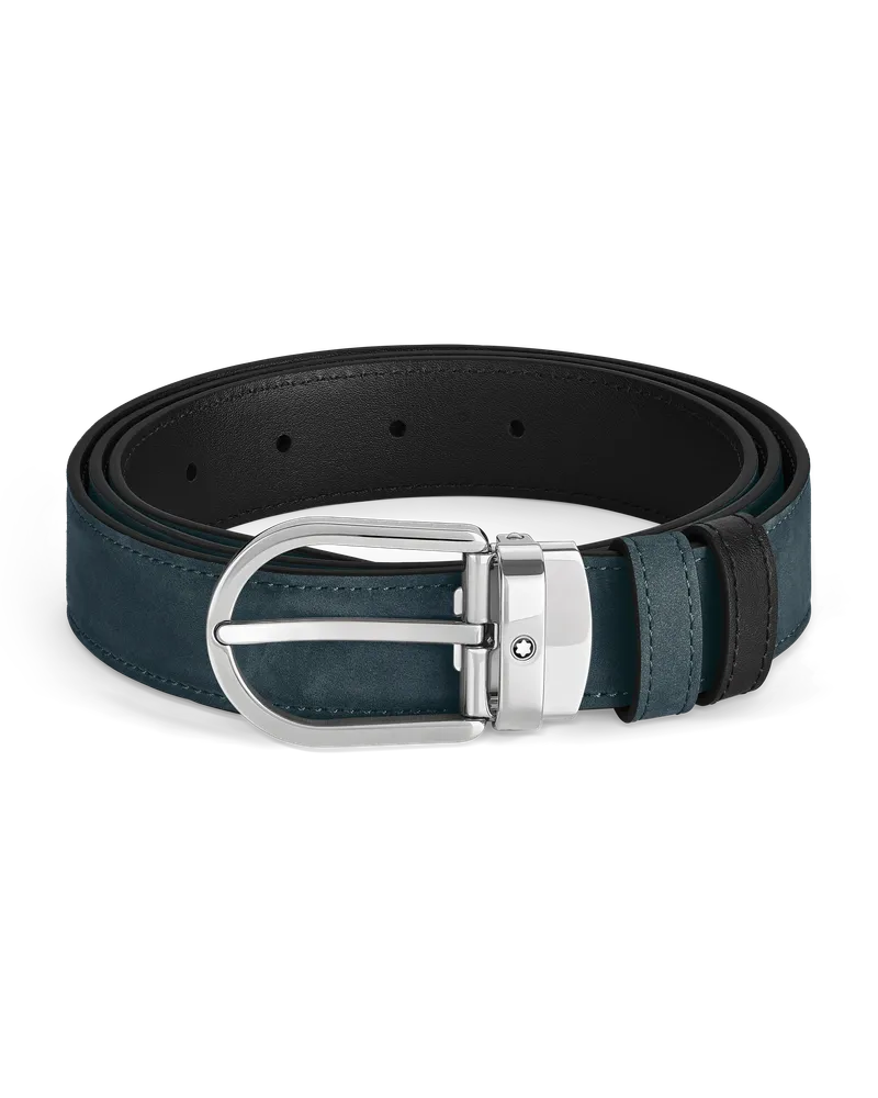 Montblanc Wendegürtel aus Leder in Samtblau/Schwarz mit hufeisenförmiger Schließe mm - Samtblau - Leder - MB222401 - Gürtel Samtblau