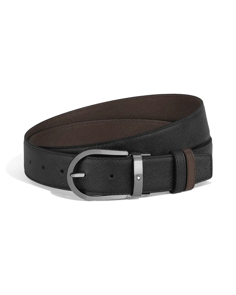 Montblanc Wendbarer Gürtel mit hufeisenförmiger Schließe mm aus hochwertigem Leder - Schwarz - MB222357 - Gürtel Schwarz