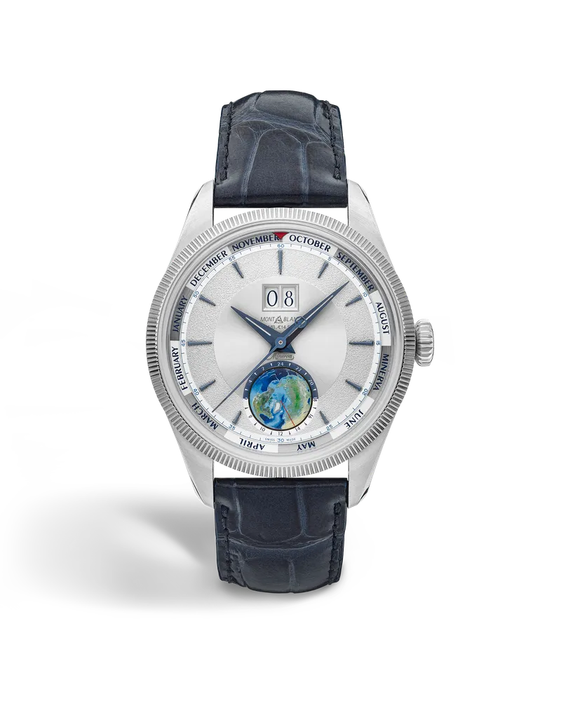 Montblanc Montblanc 1858 Annual Calendar Geosphere Limited Edition – 100 Exemplare - Blau / Silberfarben - GOLD, STAHL - MB134026 - Uhr Blau