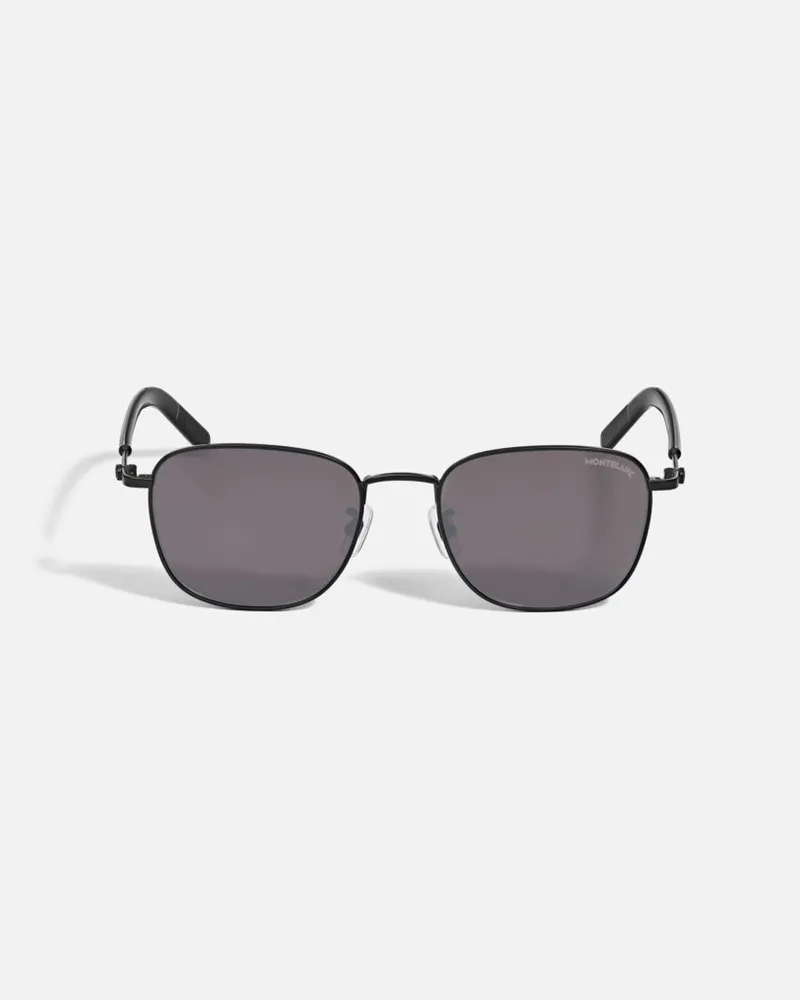 Montblanc Eckige Sonnenbrille Mit Schwarzer Metallfassung - Sonnenbrillen - Schwarz Schwarz