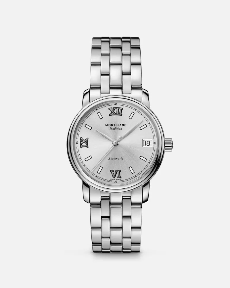 Montblanc Tradition Automatic Date 32 Mm Silber