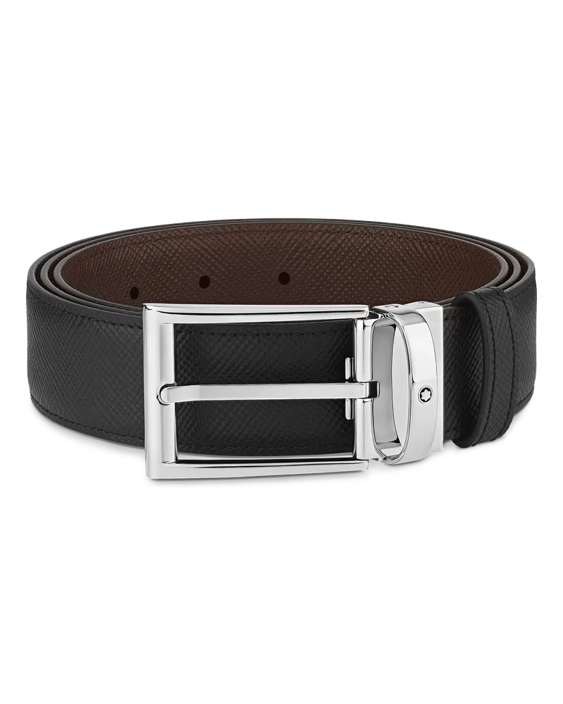 Montblanc Wendbarer rechteckiger Gürtel mm aus Sartorial Leder - Schwarz | Braun - Leder - MB118436 - Gürtel Schwarz
