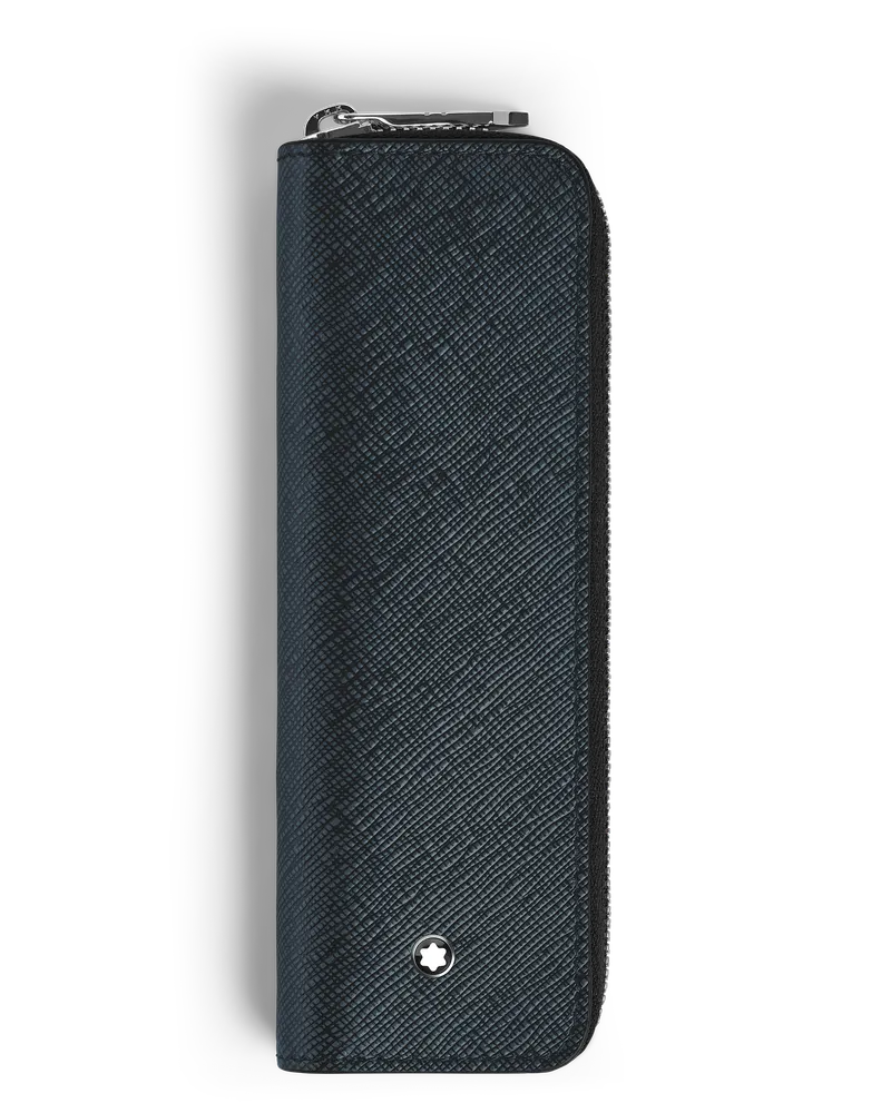 Montblanc Sartorial Etui für 1 Schreibgeräte mit Reißverschluss - Tweed-Blau - Leder - MB220369 - Schreibgeräteetuis Tweed-blau