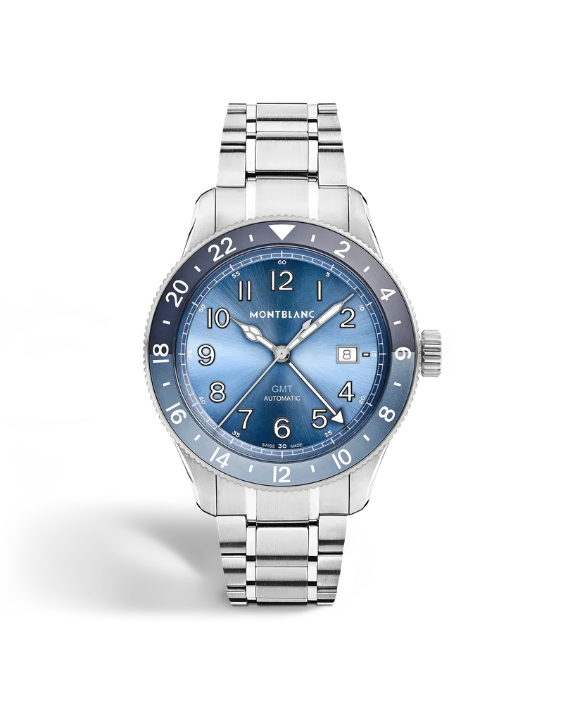 Montblanc Montblanc 1858 GMT 0 Oxygen - Blue Jean - Stahl - MB136523 - Uhr Blue