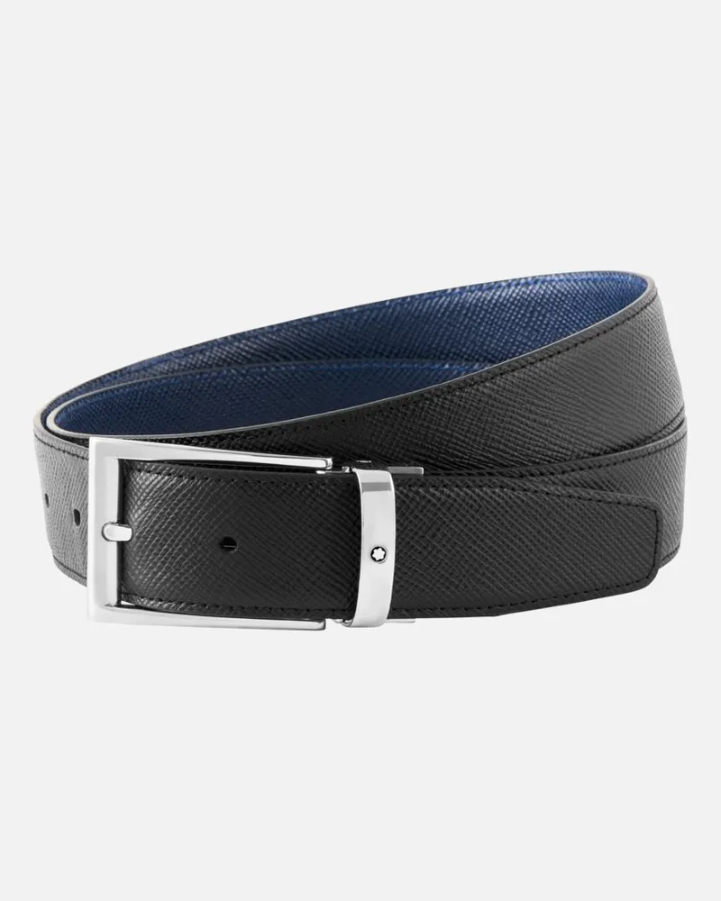 Montblanc Gürtel Aus Wendbarem Leder In Schwarz/blau, 35 Mm - Gürtel - Schwarz / Blau Schwarz