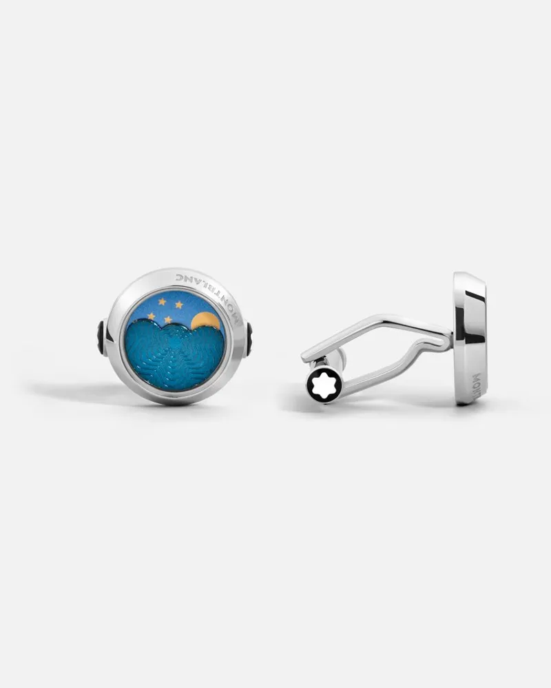 Montblanc Moonphase Manschettenknöpfe Aus Edelstahl - Manschettenknöpfe - Blau Blau