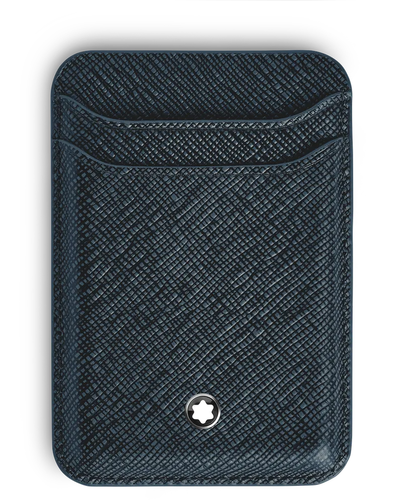 Montblanc Kartenetui 2 cc für iPhone mit MagSafe aus hochwertigem Leder - Tweed-Blau - Leder - MB220400 - Brieftaschen Tweed-blau