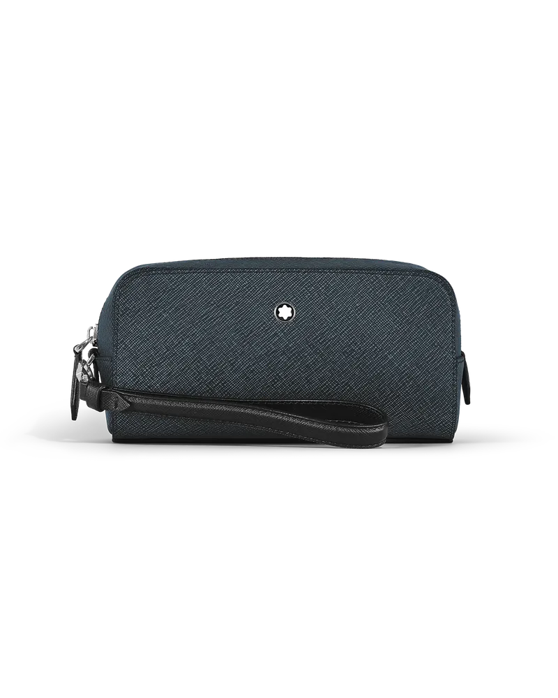 Montblanc Kleine Kosmetik-Clutch aus Sartorial Leder - Tweed-Blau - Leder - MB221696 - Kulturtaschen Tweed-blau