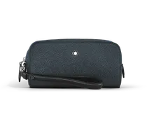 Kleine Kosmetik-Clutch aus Sartorial Leder - Tweed-Blau - Leder - MB221696 - Kulturtaschen