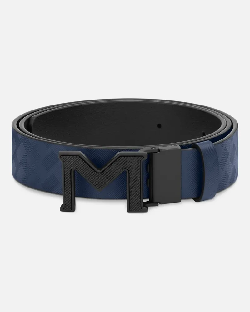 Montblanc Gürtel Aus Extreme 3.0 Leder In Blau Und Glattleder In Schwarz Mit M-schließe, 35 Mm, Wendbar - Gürtel - Blau Blau