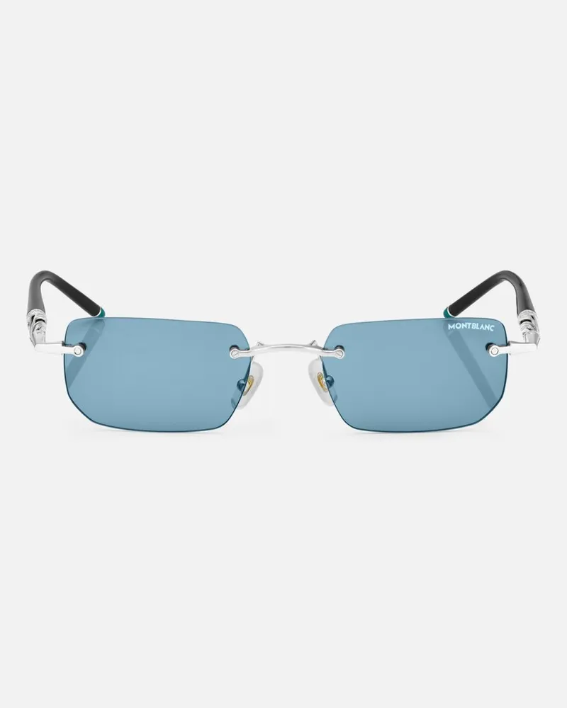 Montblanc Rechteckige Sonnenbrille Mit Silberfarbener Metallfassung - Sonnenbrillen - Silber Silber
