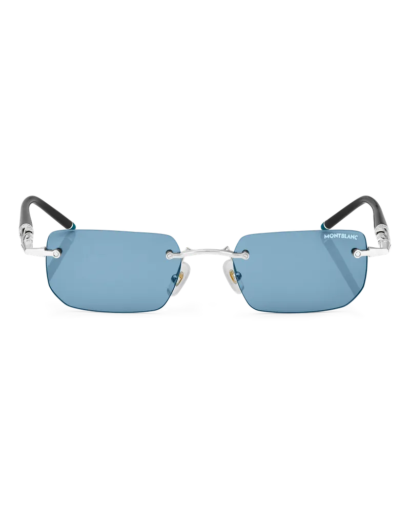 Montblanc Rechteckige Sonnenbrille mit silberfarbener Metallfassung - Silber - Metall - MB133467 - Sonnenbrillen Silber