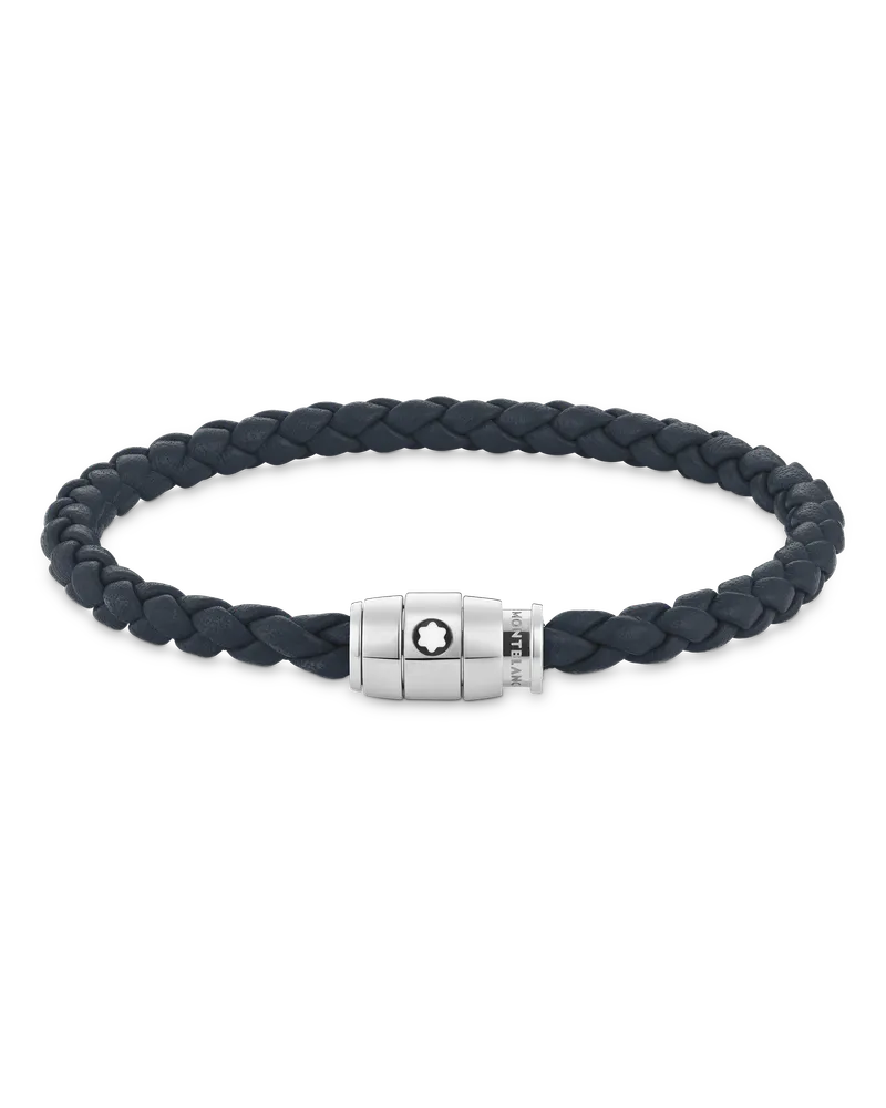 Montblanc Armband mit 3 Ringen aus Soft Leder - Blau - Edelstahl - MB136014 - Armbänder Blau
