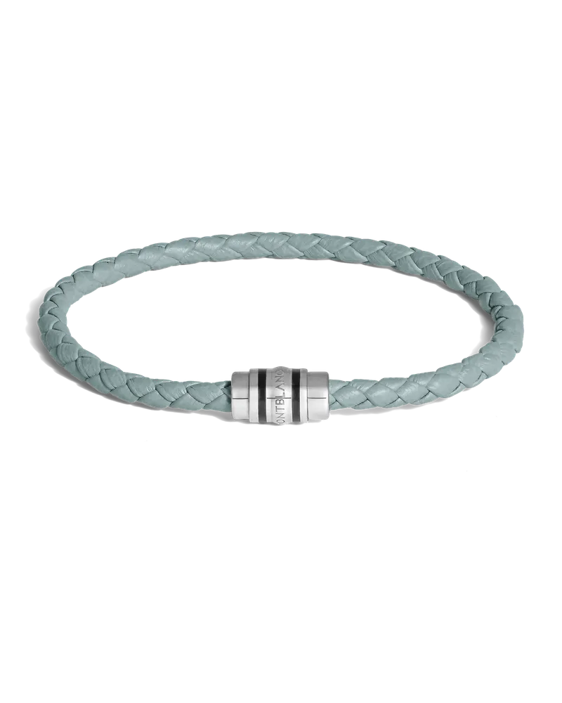 Montblanc Armband mit 3 Ringen aus Grain Leder Frosted Blue - Stahl - MB222764 - Armbänder Frosted