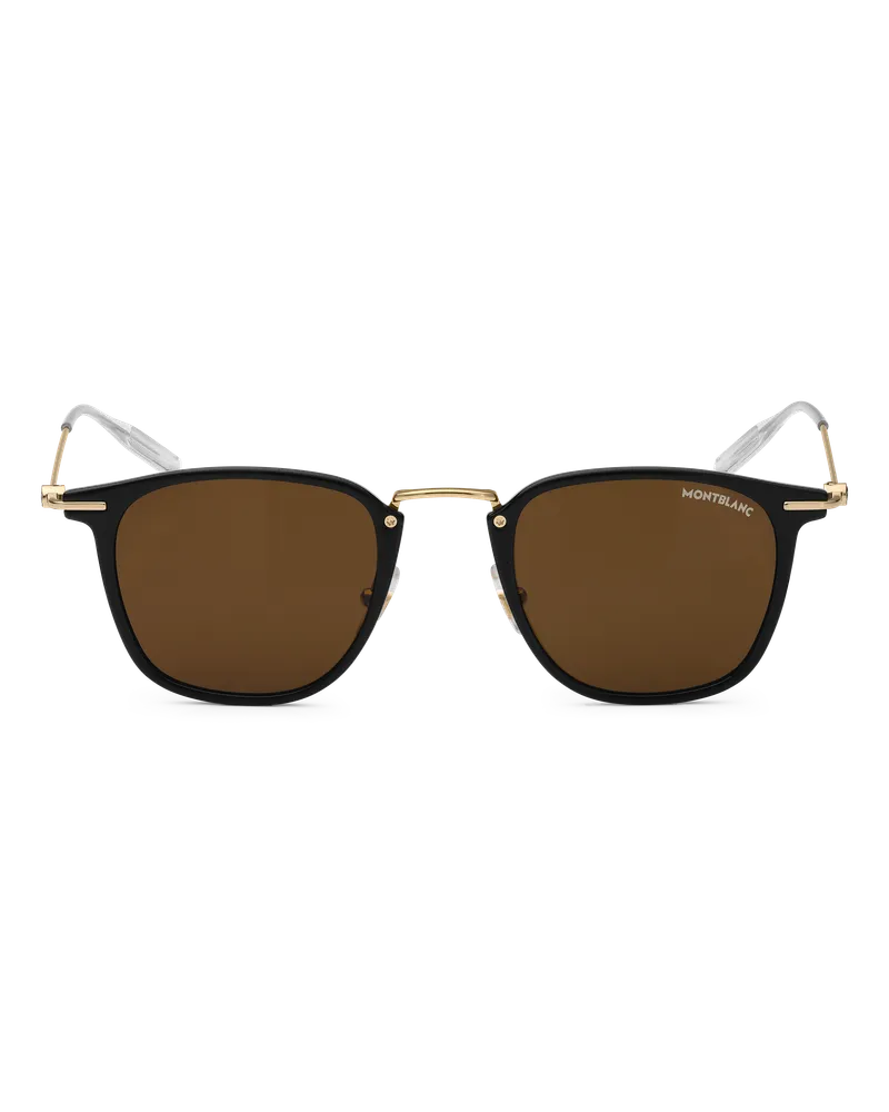 Montblanc Runde Sonnenbrille mit schwarzer eingespritzter Fassung - Schwarz - Eingespritzt - MB133063 - Sonnenbrillen Schwarz