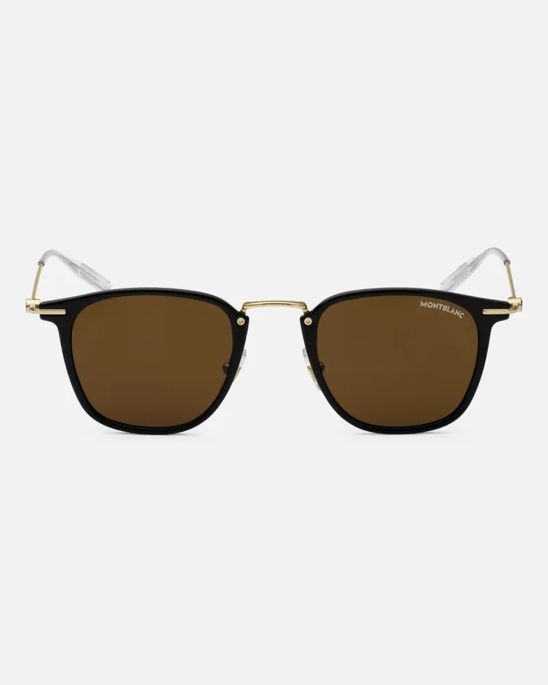 Montblanc Runde Sonnenbrille Mit Schwarzer Eingespritzter Fassung - Sonnenbrillen - Schwarz Schwarz