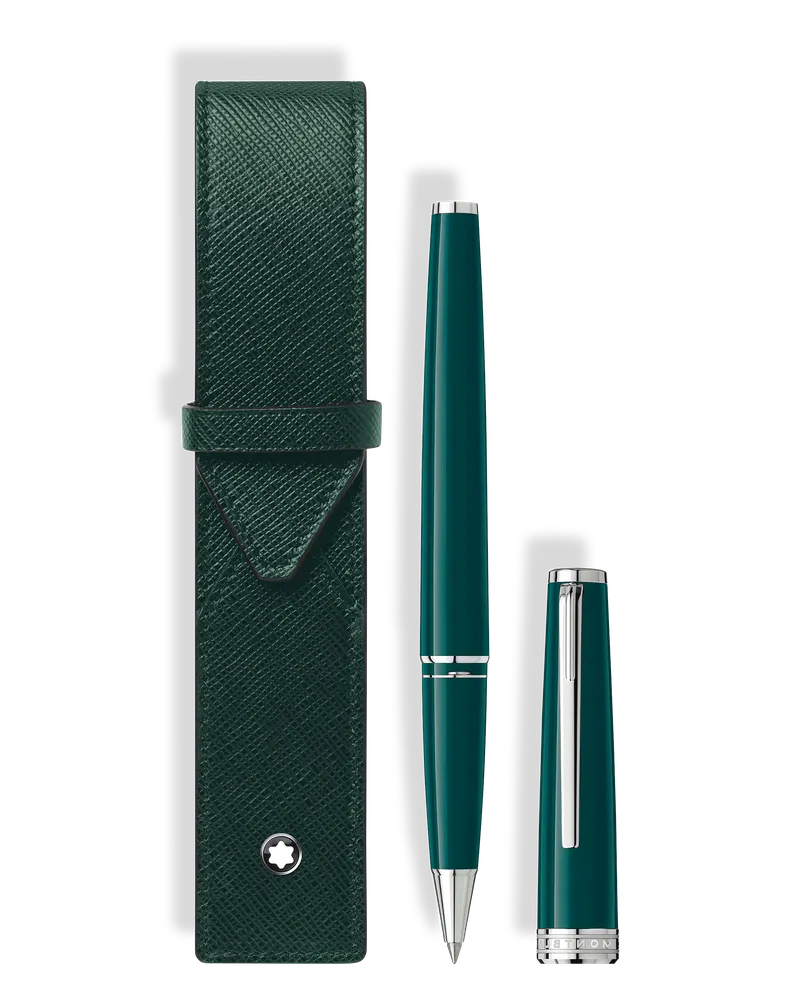 Montblanc Set aus PIX Tiefgrün Rollerball & Etui Montblanc Envelope für 1 Schreibgerät - Dunkelgrün - Edelharz - MB135693 - Rollerballs Dunkelgrün