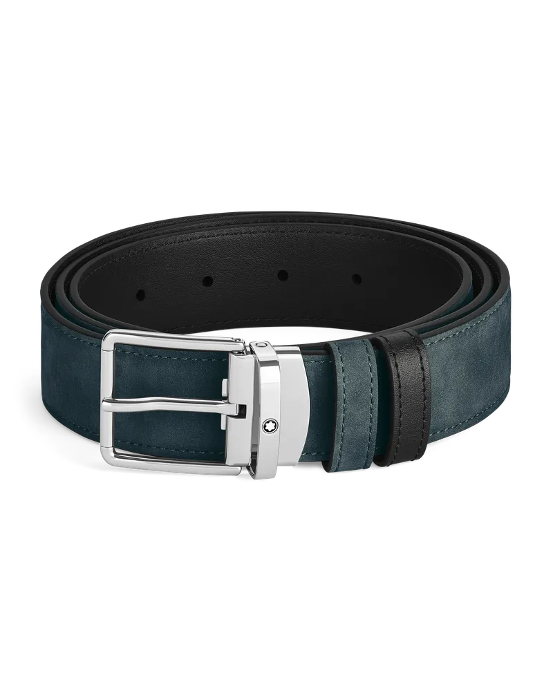 Montblanc Wendegürtel aus Leder in Samtblau/Schwarz mit alltagstauglicher Schließe, 35mm - MB221007 - Gürtel 