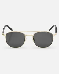 Montblanc Eckige Sonnenbrille Mit Schwarzer Und Goldfarbener Metallfassung Schwarz