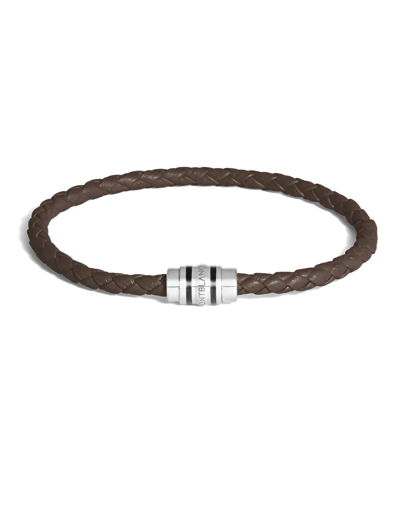 Montblanc Armband mit 3 Ringen aus Grain Leder - Ebenholz - Stahl - MB222760 - Armbänder Ebenholz