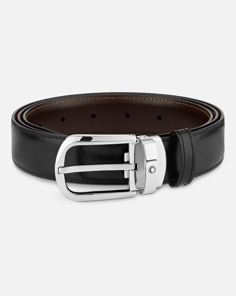 Montblanc Gürtel Aus Wendbarem Leder In Schwarz/braun Mit Hufeisenförmiger Schließe, 30 Mm - Gürtel - Schwarz / Braun Schwarz