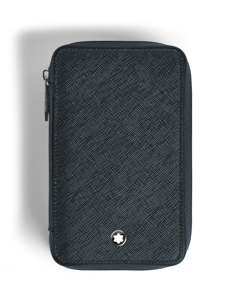 Montblanc Sartorial Etui für 8 Schreibgeräte mit Reißverschluss - Tweed-Blau - Leder - MB220375 - Schreibgeräteetuis Tweed-blau