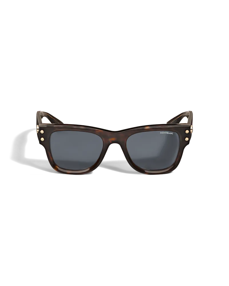 Montblanc Eckige Sonnenbrille mit havannafarbener Kunststofffassung - Havanna - Kunststoff - MB135576 - Sonnenbrillen Havanna