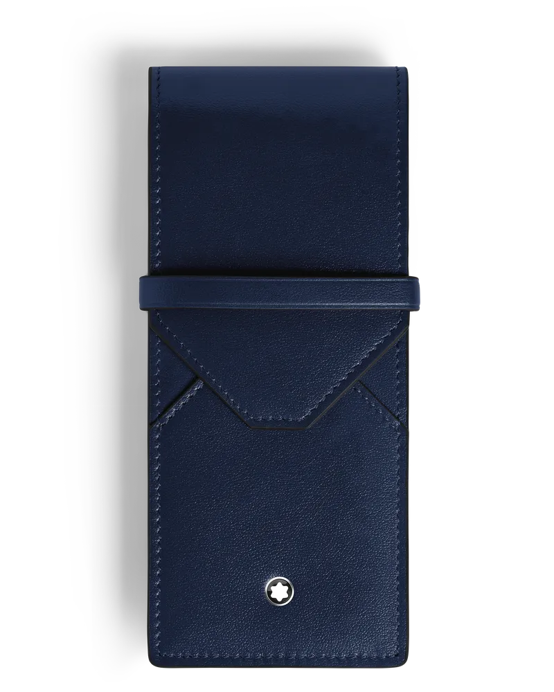 Montblanc Etui Montblanc Envelope für 3 Schreibgerät - Tintenblau - Leder - MB221370 - Schreibgeräteetuis Tintenblau