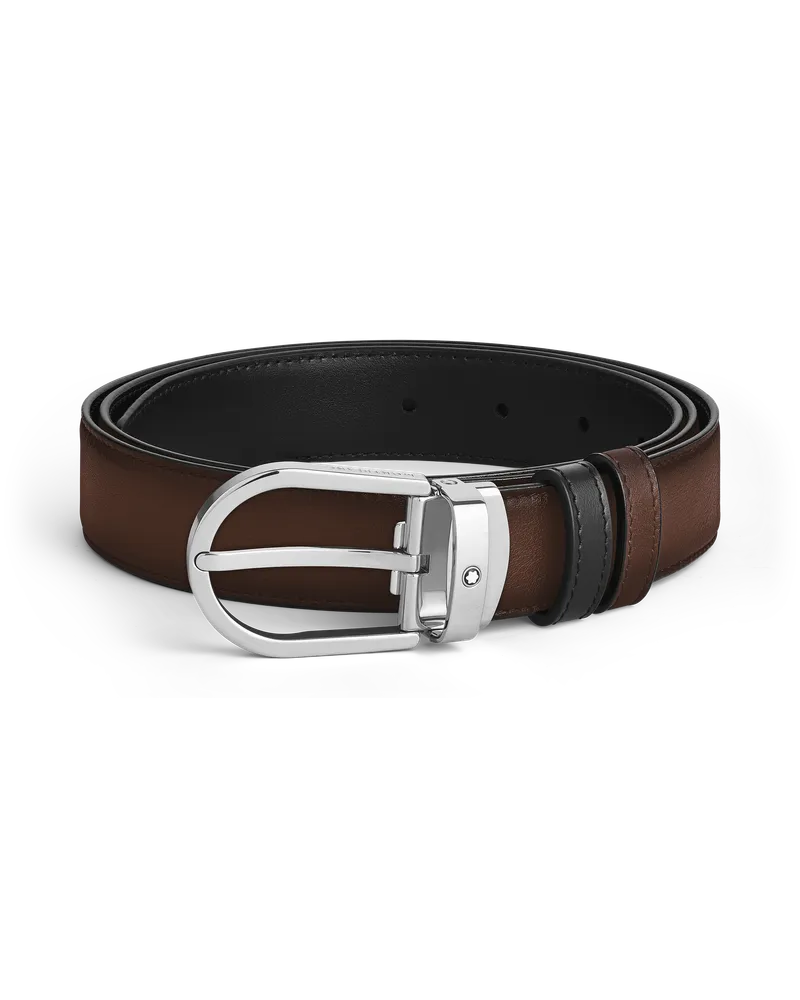 Montblanc Wendegürtel aus Leder in Braun/Schwarz mit hufeisenförmiger Schließe, 30 mm - MB220025 - Gürtel 