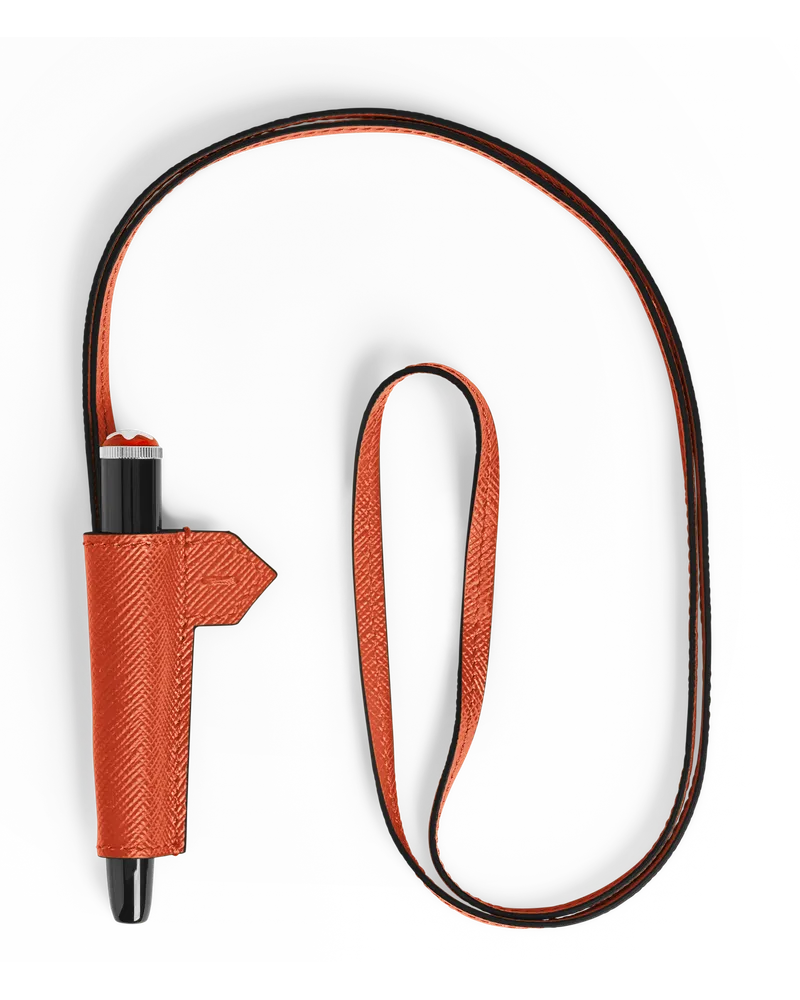 Montblanc Etui mit Halsband für 1 Schreibgerät aus hochwertigem Leder - Mandarine - Leder - MB221650 - Schreibgeräteetuis Mandarine